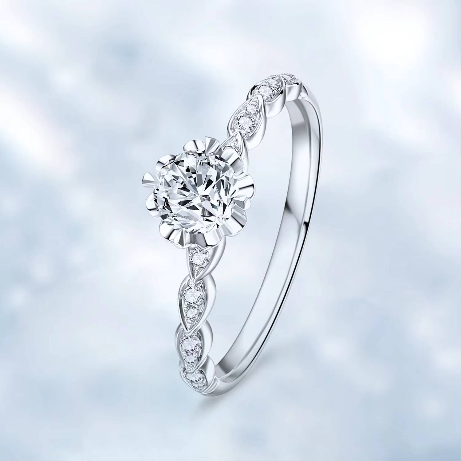 Simple Luxury Moissanite Engagement Ring Wedding Jewelry with Crystals for Parties