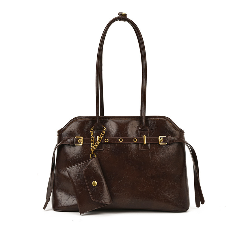 Free shipping designer bag Autumn and Winter Oil Wax Leather Handheld Briefcase for Women New Large Capacity Commuter Shoulder Bag Crossbody Tote Bag