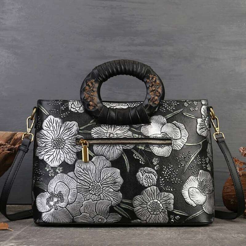 Vintage Original Design Women Emed Ladies Handbag Large Capacity Femal Shoulder Crossbody Bag Mother's Tote Pack 2025