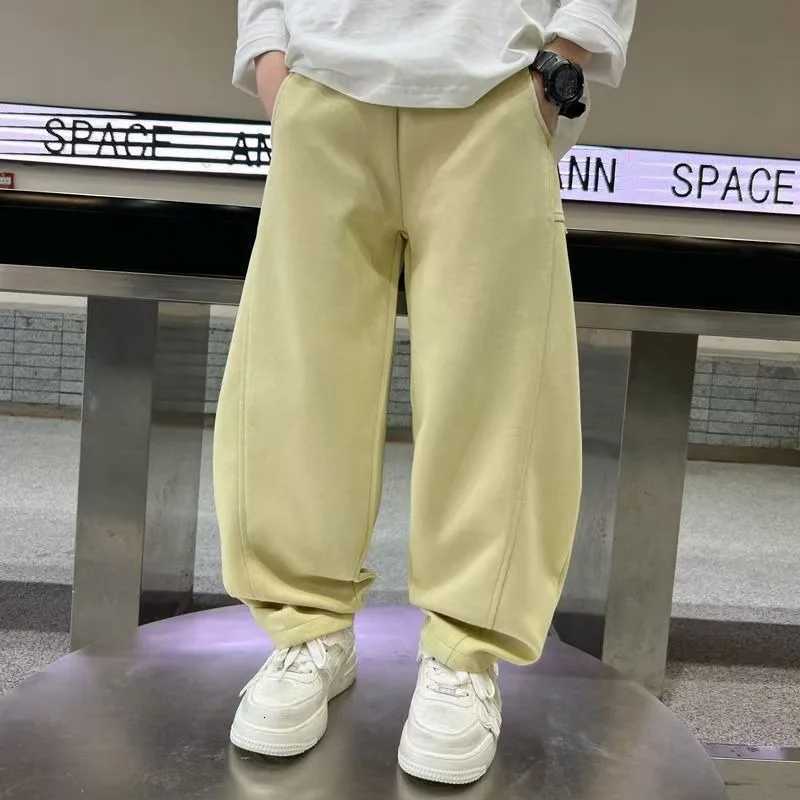 2025 New Boys Girls Sporty Sweatpants Tween Curved Cargo Casual Loose Comfortable Long Pants Straight Leg for KidsT251027