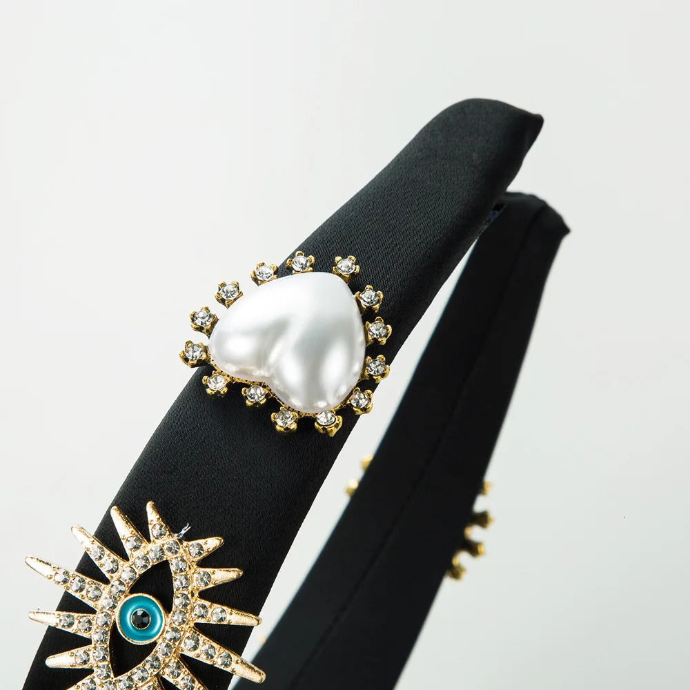Baroque Love Pearl Hairband Personality Devils Eye Diamond High Quality Sponge Headband Hair Accessories 251023