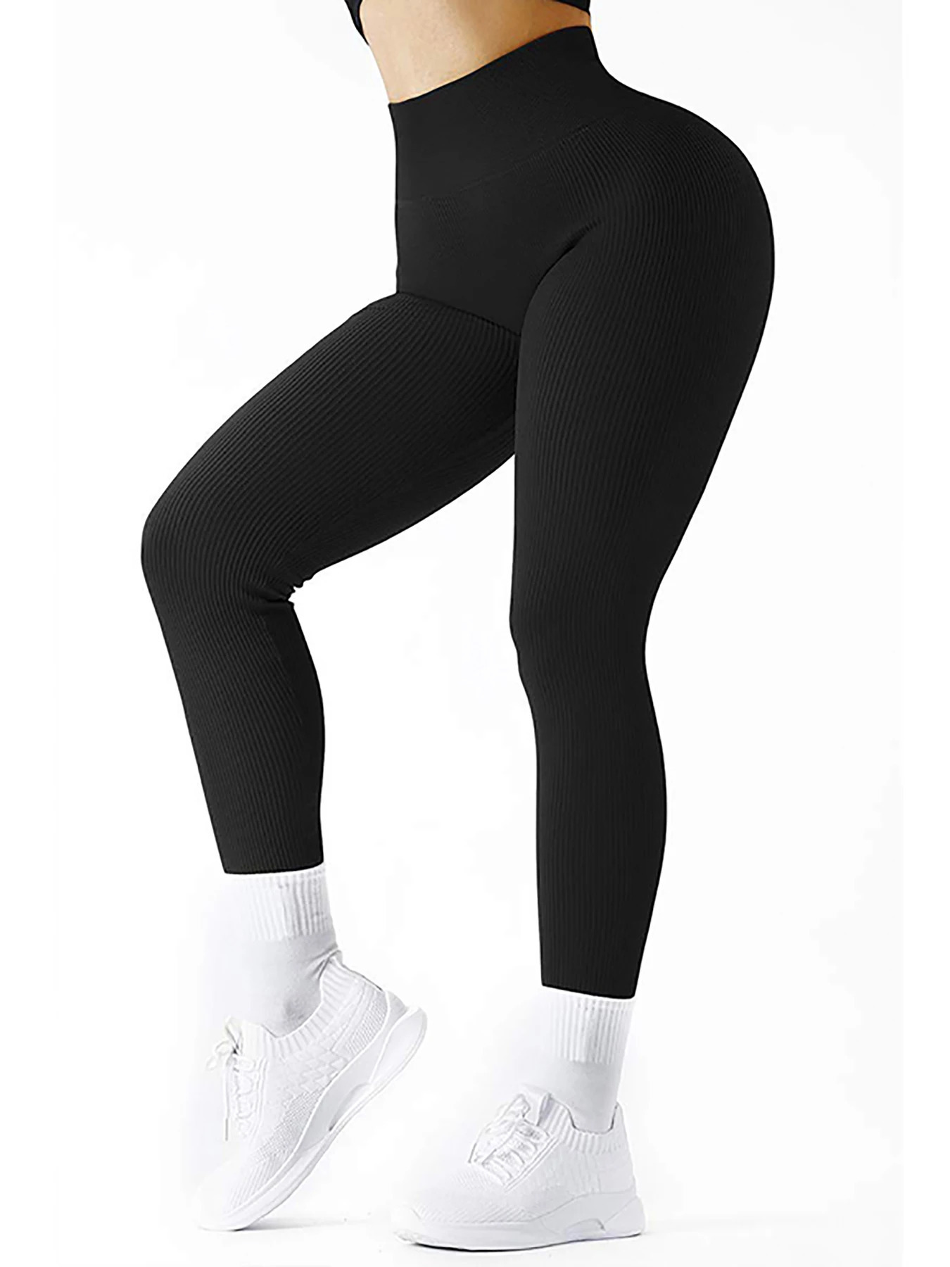 Womens Ribbed High Waist Fitness Leggings Simple Yoga Daily Leisure High Waist Sports Cycling Pants 251027