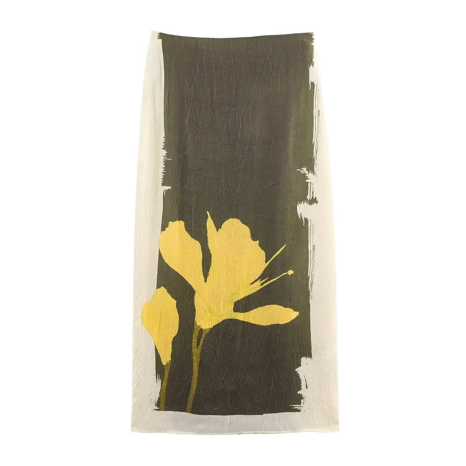 Autumn And Winter Women Printed Daily Skirt Effect Office Appointment Midi High Waist Commute Suitable Slim Fit 251027