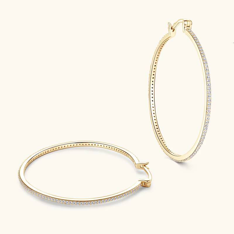 Wedding Valentine Jewelry Gifts 100 Moissanite Diamond Earrings 925 Sterling Silver 40mm Circle Big Hoop Earrings for Women