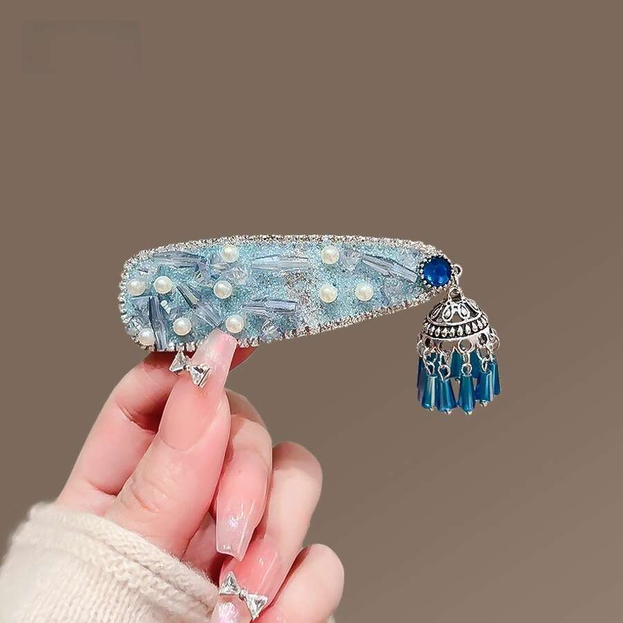 2025 New Flower Tassel Fashionable Crystal Side Bangs Pearl BB Clip Hairpin Hair Accessory