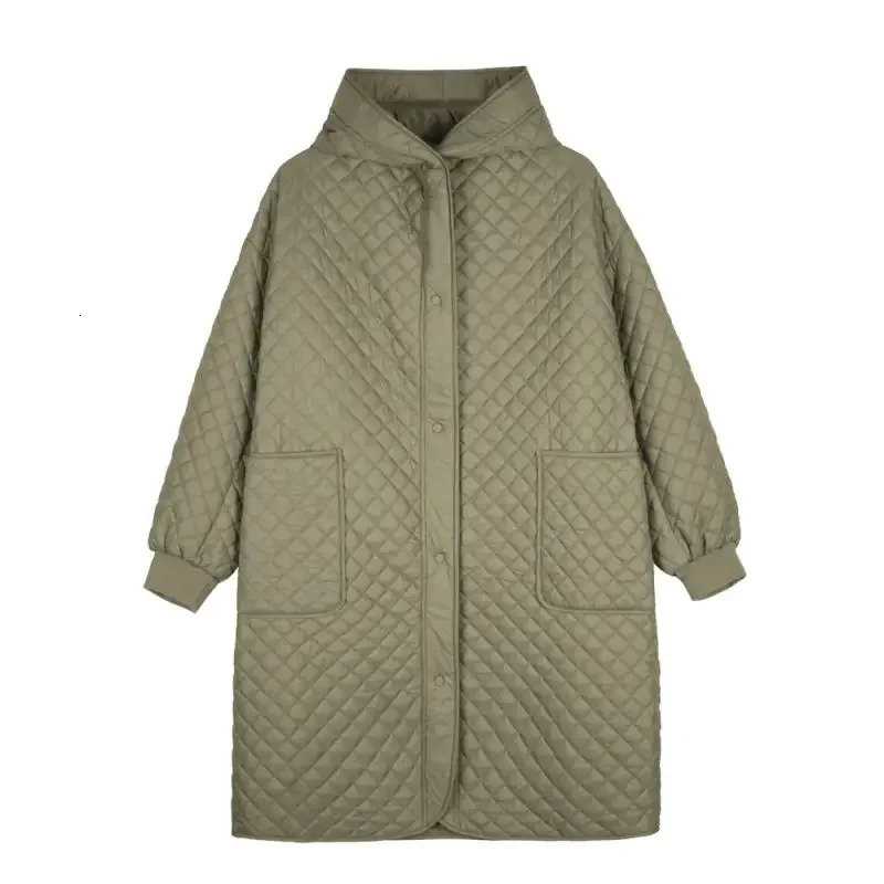 Autumn Winter Korean Loose Fashion Women Down Cotton Coat Hooded Medium Length Large Pocket Windproof 251027