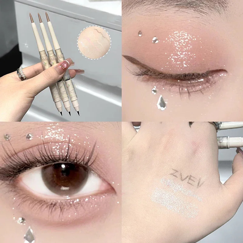 Double Head Matte Pearlescent Eyeliner Pen Highlighter Brightening Shadow Under Eyelid Liner Liquid Contour Lying Silkworm Pen 251027