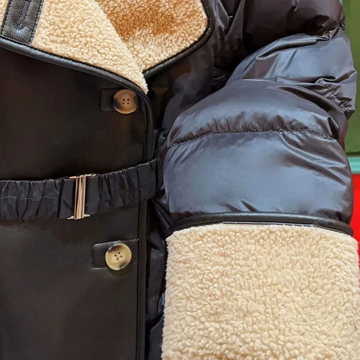 Winter Patchwork PU Leather Loose Parkas Female Hooded with Belt Down Jackets White Duck Casual Coat Puffer Jacket 251027