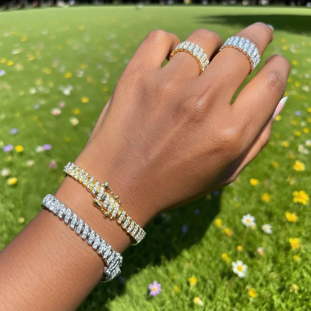 Classic Snake Shape Tennis Chain Bangle Bracelet Paved Bling CZ For Women Wedding Party Fashion European Jewelry 251023