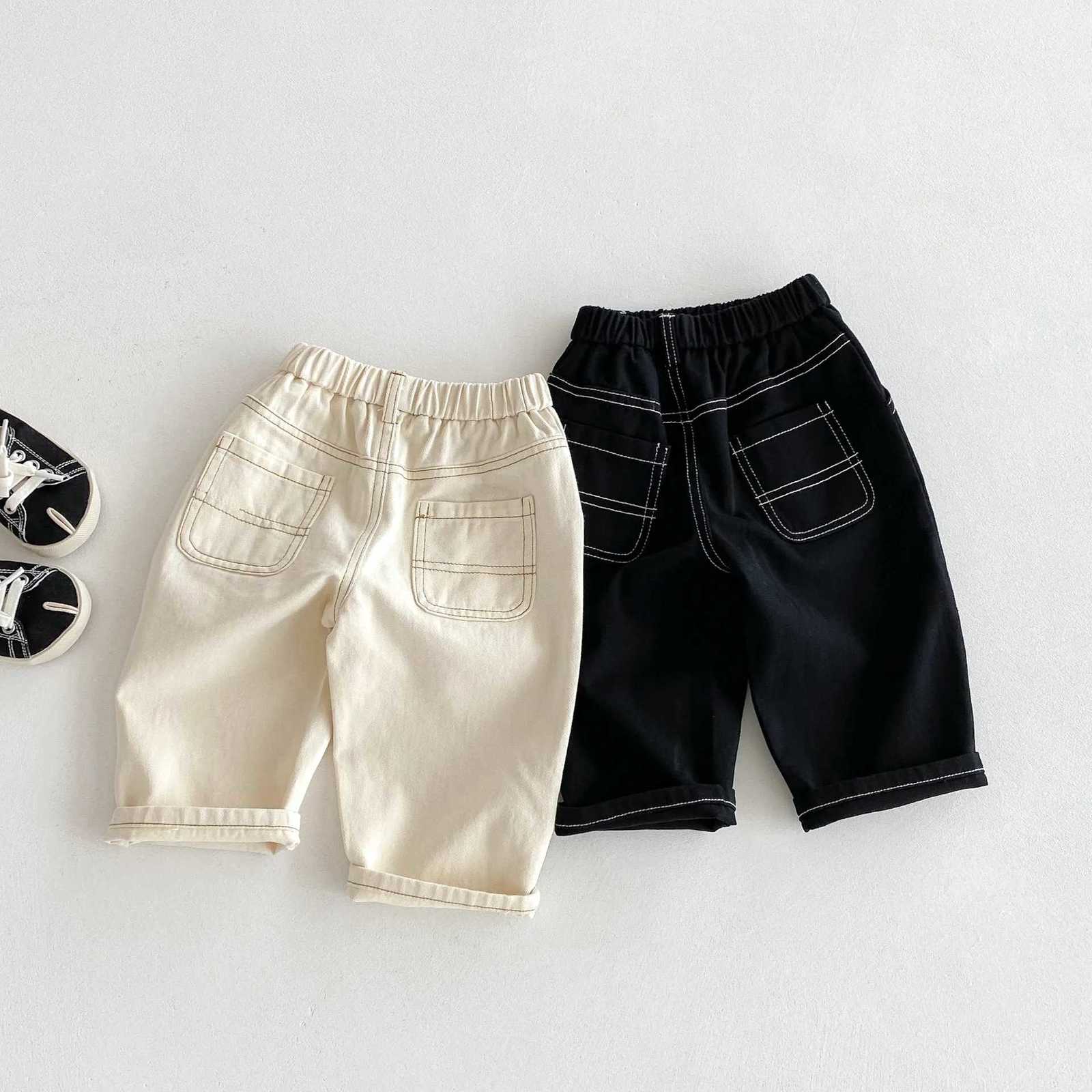 Solid Color Baby Boys Casual Pants Fashion Versatile Girls Jeans Kids Clothes 2025 Autumn New Children Loose Denim TrousersT251027