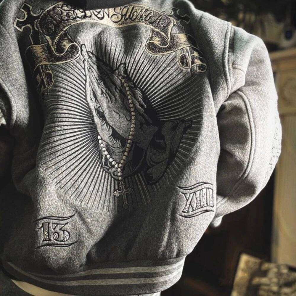 Trendy Heavy Embroidered Baseball American High Street Fashion Y2k Unisex Loose Retro Casual Hip-Hop Jacket Men