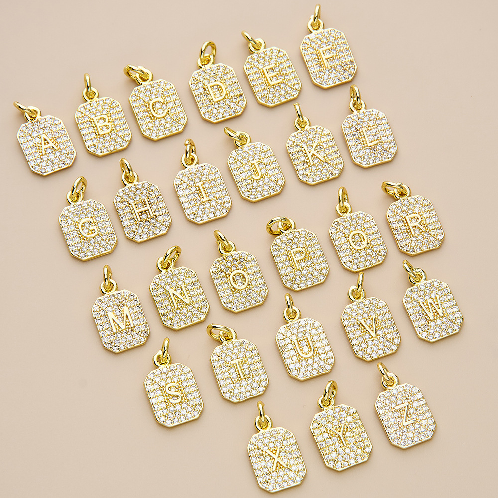 Gold necklace Designer necklace Copper Inlaid Zircon 26 English Alphabet Pendant Creative Personality Square Letter Jewelry Accessories free shipping