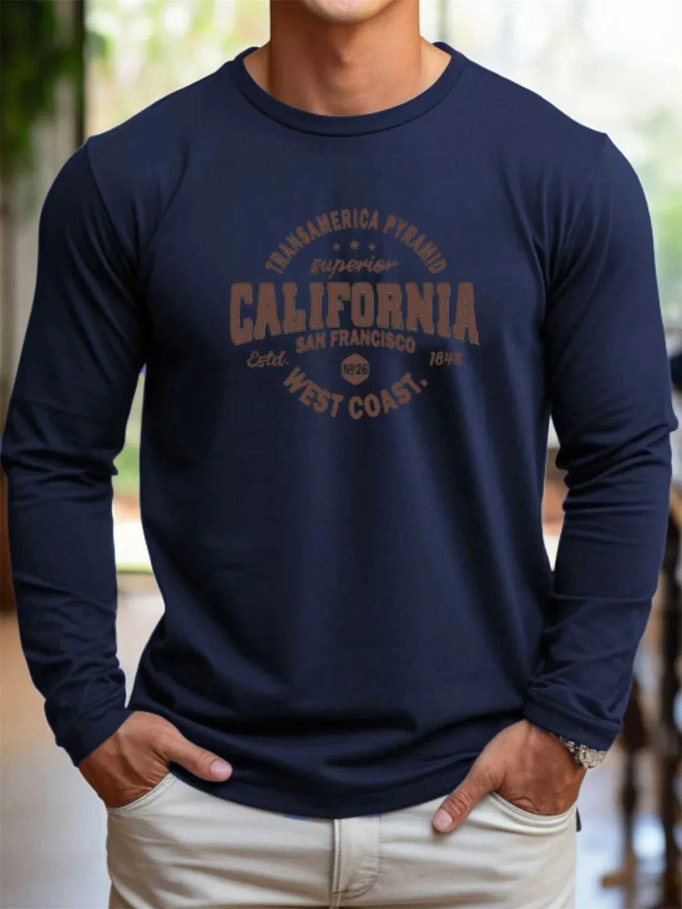 Hot selling mens new autumn and winter 848 letter printed comfortable soft long sleeved pullover outdoor urban casual top W251027