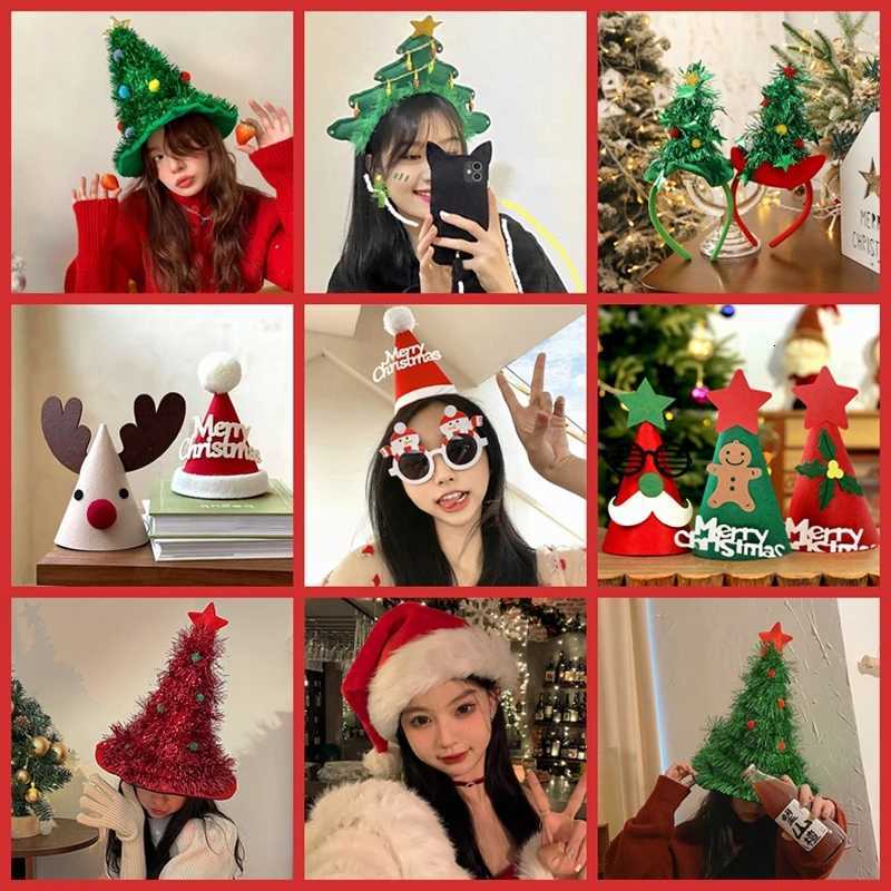 Christmas Hat Headwear INS Christmas Tree Hat 2026 New Year Party Atmosphere Photo Props Children Christmas Festival CostumesW251027