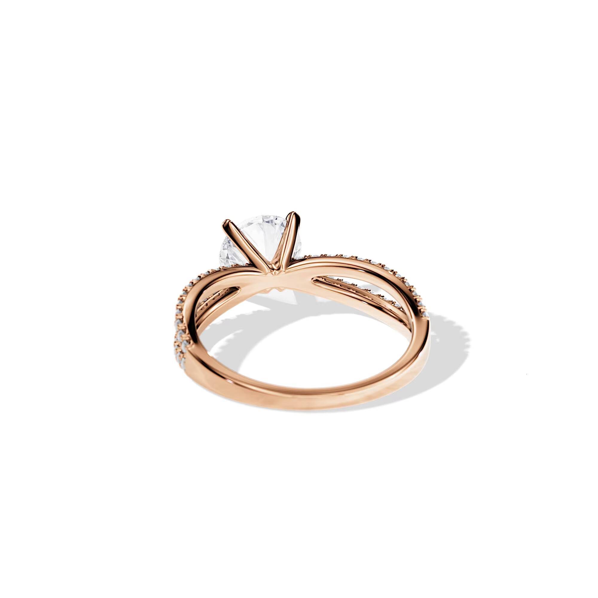 14k Lab Grown Diamond Split Shank Engagement Ring Gold Engagement Split Band Unique Bridal Ring