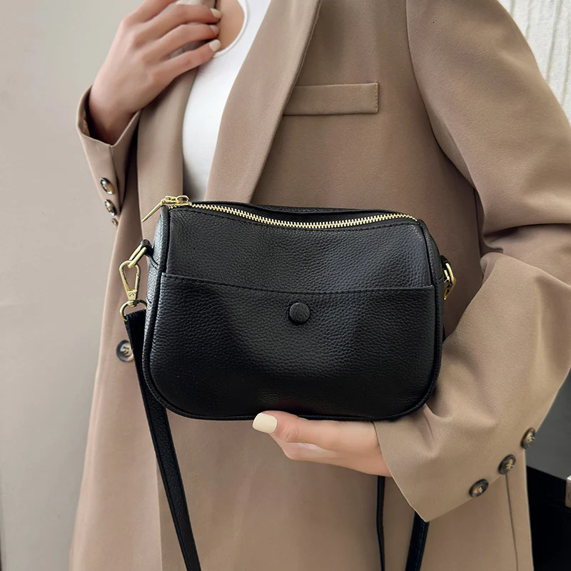 High Quality Soft Cow Leather Women Shoulder Crossbody Bags Multilayer Casual Genuine Leather Handbag Female Tote Sac2024 251027