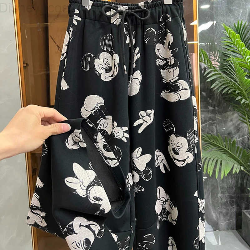 Disney Disneys cute Mickey girls new soft comfortable fashionable and versatile cartoon creative print pattern casual sweatpants H251027