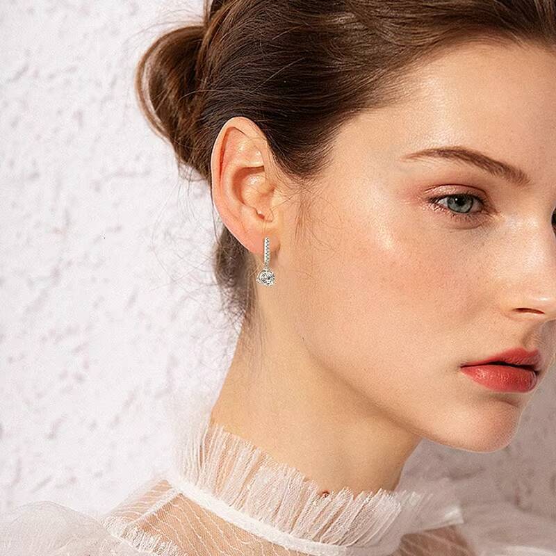Earrings Wholesale Bulk Diamond Hoop Earrings 925 Sterling Silver 65mm 1CT DColor Round Cut Moissanite Stud Earring for Women