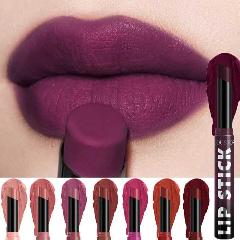 Matte Lipstick Pencil Waterproof Dark Berry Purple Lip Stick Long Lasting NonStick Lip Tint Nude Lipstick Pen Halloween Makeup W251027