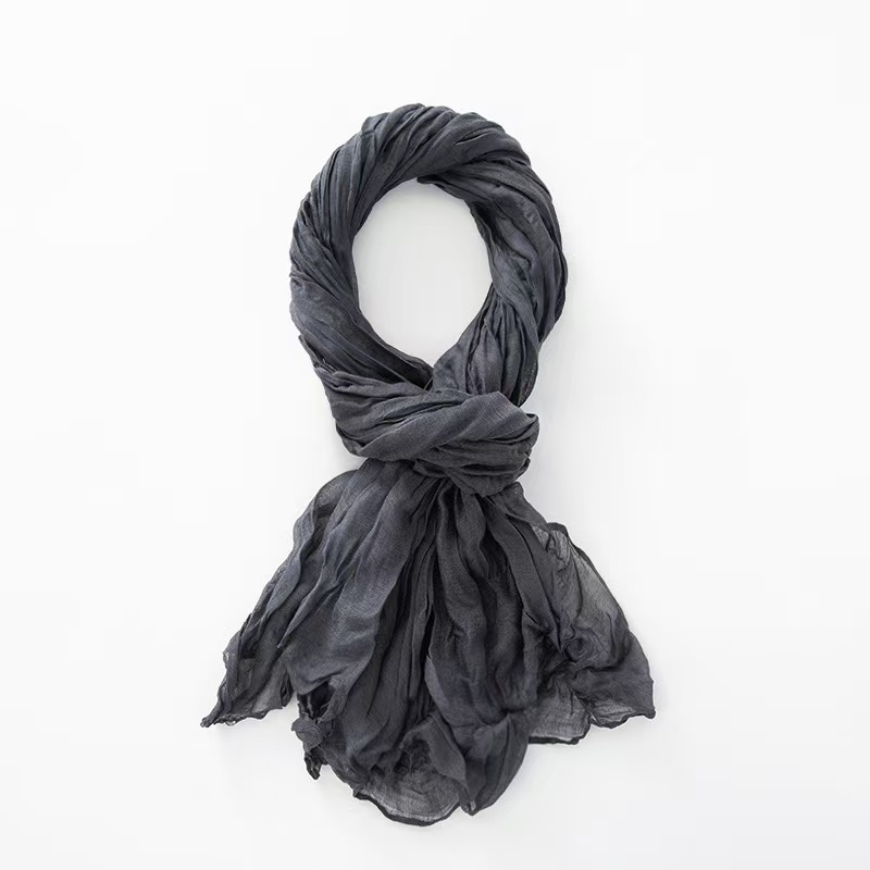 T2178 summer new style solid color gradient cotton monochrome wide chiffon scarf
