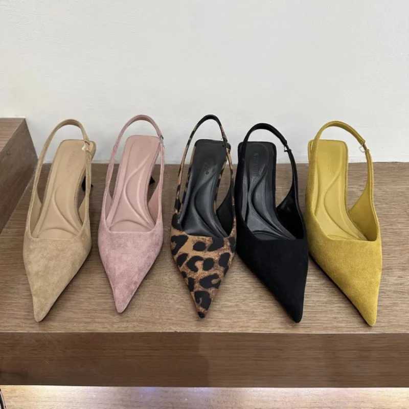 Summer Slip Leopard Women Sandals Slingback Shoes Fi Pointed Toe High Heel Stripper Party Ladies Sandalias ShoesXJ251027