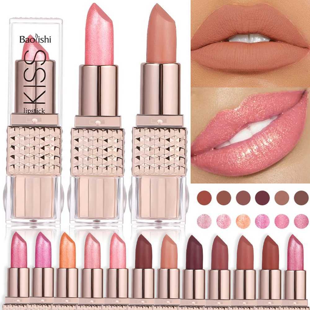 2 Color Nude Matte Diamond Shine Lipstick Waterproof LongLasting Rose Pink Shimmer Velvet Texture Lip Gloss Deluxe Makeup W251027