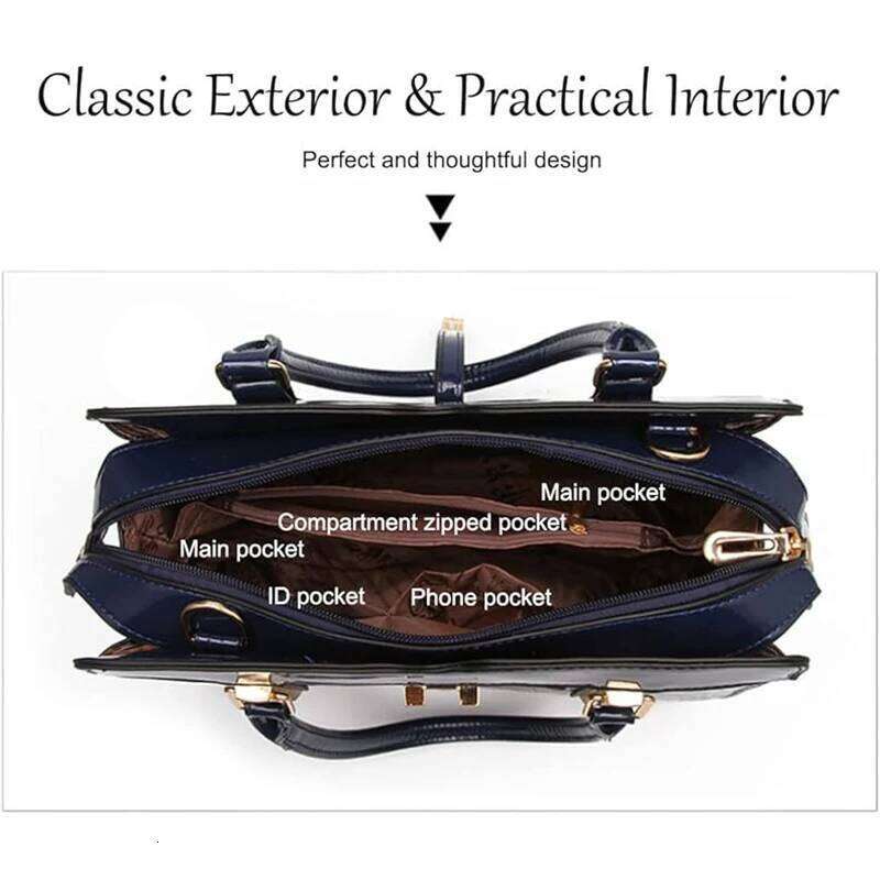 Brand Crocodile Handbag Tote Bright Leather Women Purse Shoulder Bag Female Top-handle Bags Commuting Shopping