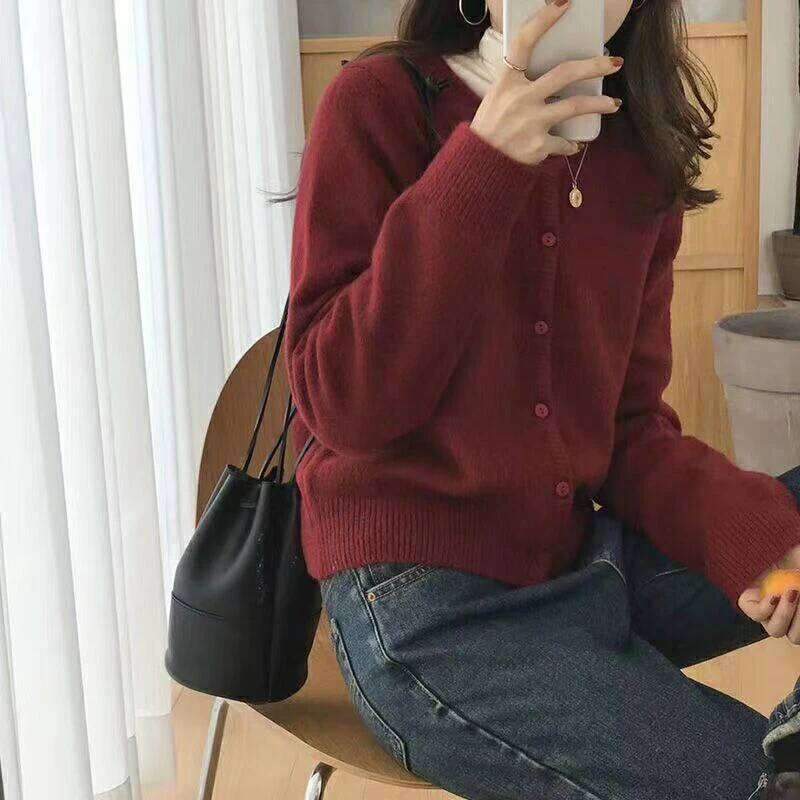 Cashmere Sweater Cardigan Women Single Breasted Long Sleeve Elegant Vintage Jumper Solid Wool Knitted Autumn Winter Outwear Women Sweater Designer Swe