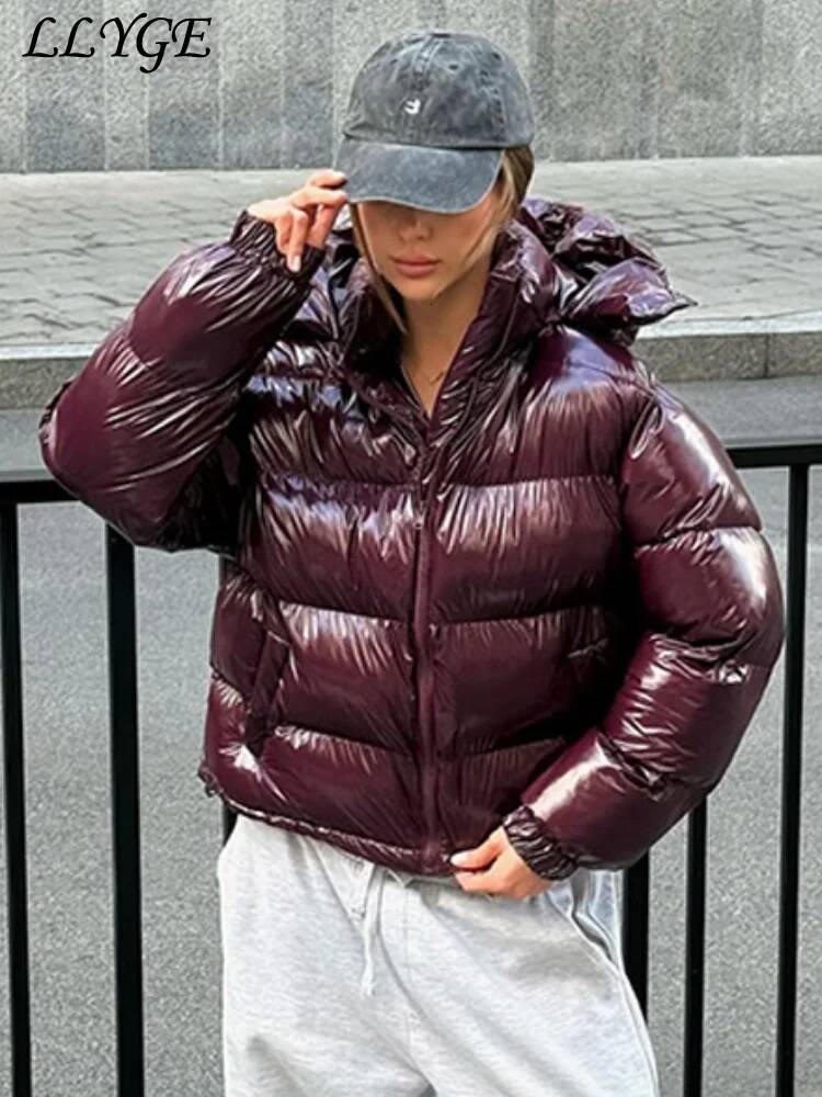winter jacket women Casual Women's Puffy Winter Jackets Loose Stand Collar Zipper Long Sleeve Warm Coats Autumn Lady Street Chic Down Jacket