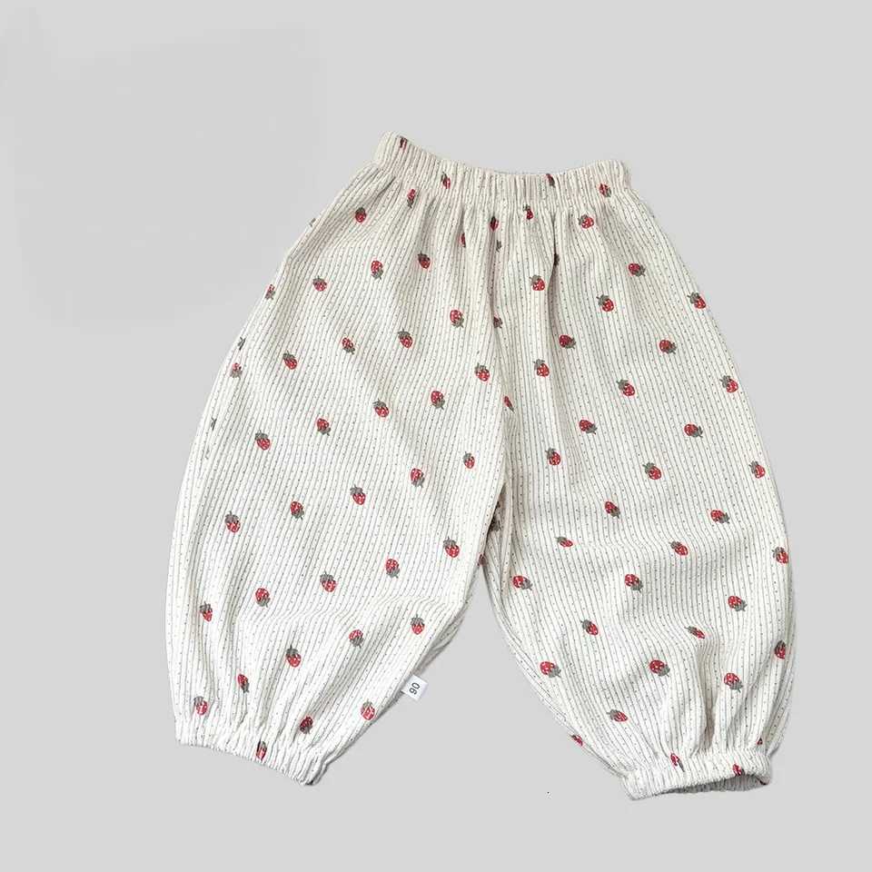 Korean Childrens Clothes 2025 Corduroy Pants Floral Cartoon Print Boys Girls 18Y Loose Harlan Autumn Casual SweatpantsT251027