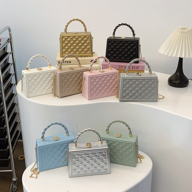 Free shipping designer bag Trendy Simple Bag for Women Handbag Box Bag Exquisite Plaid Chain Crossbody Tote Bag