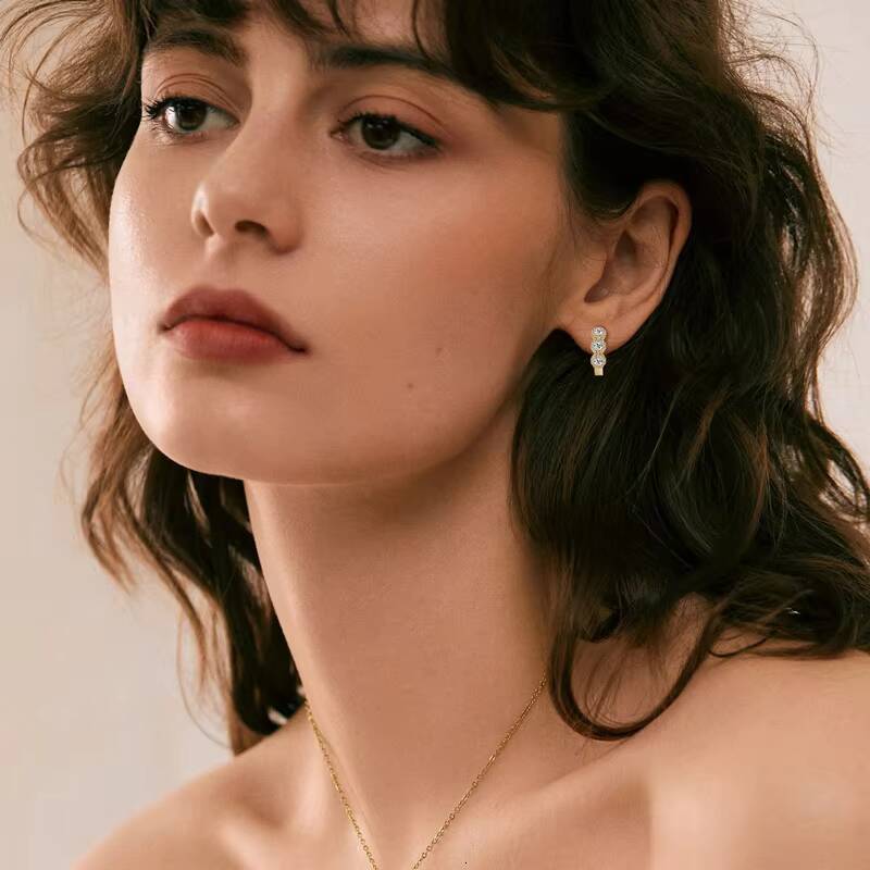 Most Popular Round 27mm Moissanite Earrings S925 Sterling Silver Delicate Classic Huggie Earrings for Women