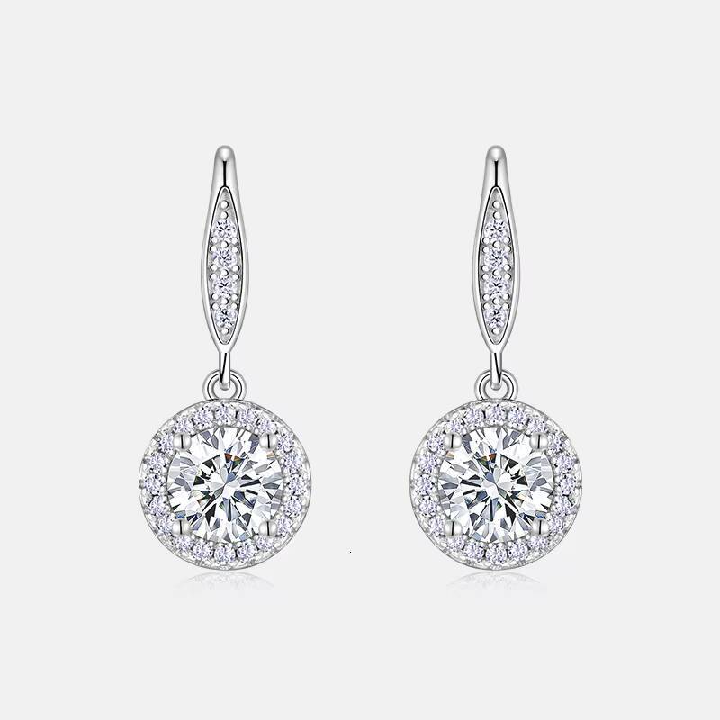 Custom S925 Sterling Silver Trendy Certified Moissanite Earrings Gold Plate Charm Women Luxury Four Claw Design Wire Earrings