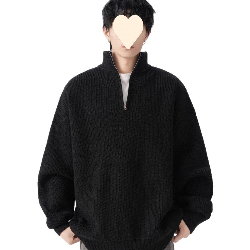 American Style New Half-zip Men's Sweater Simple Couple Lazy Style Designer Sweater Solid Color Knitted Pullover Men's Sweater