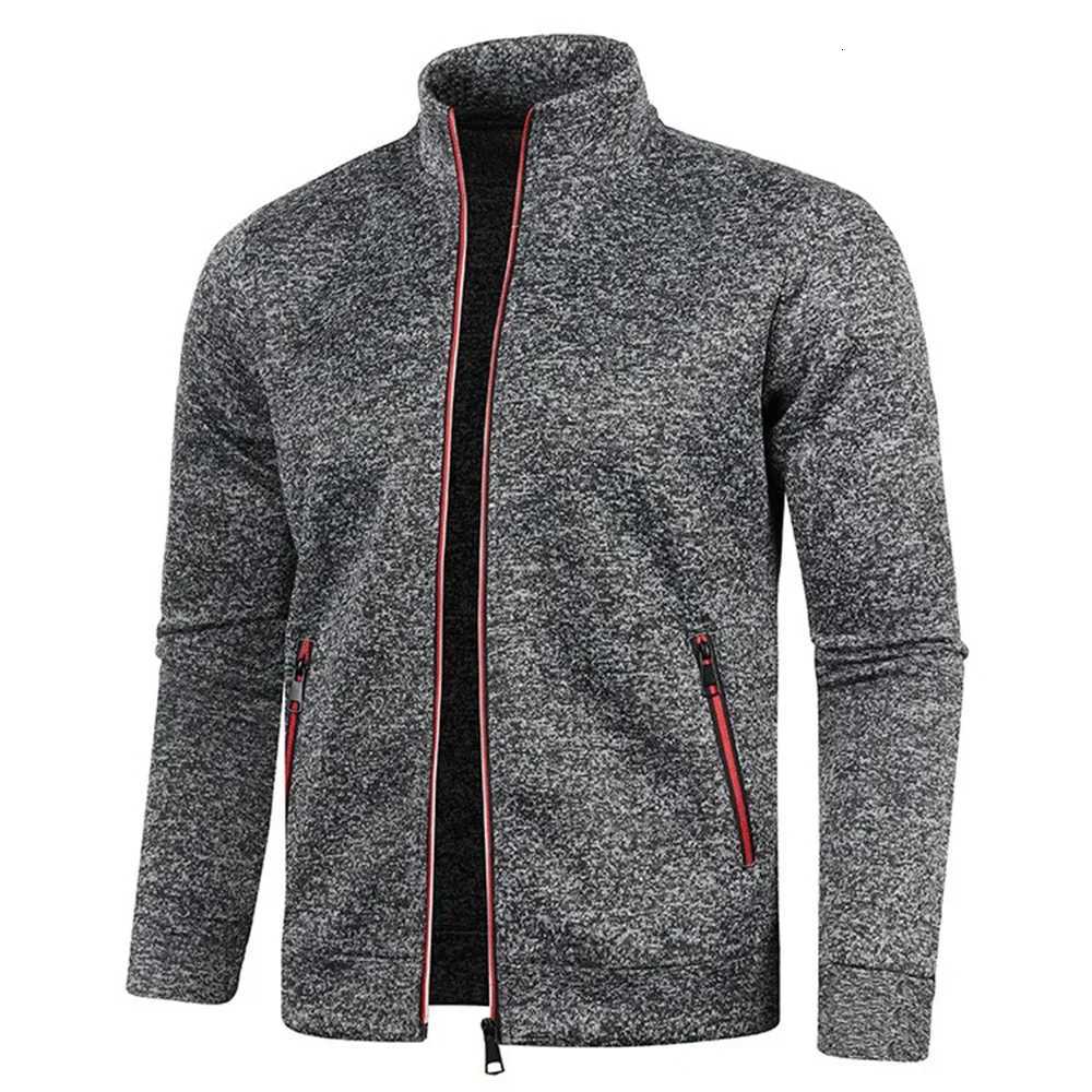 Autumn Winter New Mens Long Sleeves Zipper Knit Thin Fashion Hoodies Sweatshirt Solid Color Thicker Top Slim Fit Male Clothing W251027