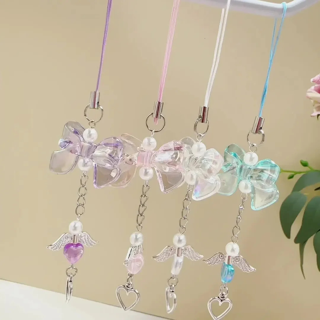 Y2K Bowknot Star Keychain for Phone Case Cute Kawaii Bow Love Pendant Chain Phone Charm Pink Star Heart Mobile Lanyard Girl 251021