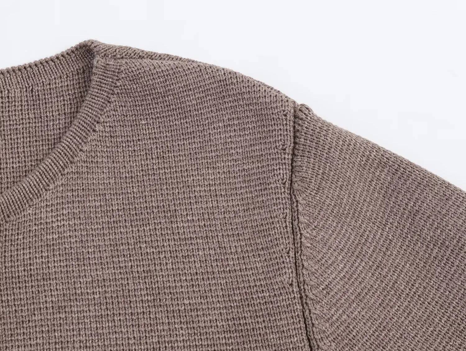 winter jacket women Tidalyf Women Short Knit Cardigan Fabric Covered Buttons Round Neck Loose Fit Elegant Chic Casual Autumn Sweater