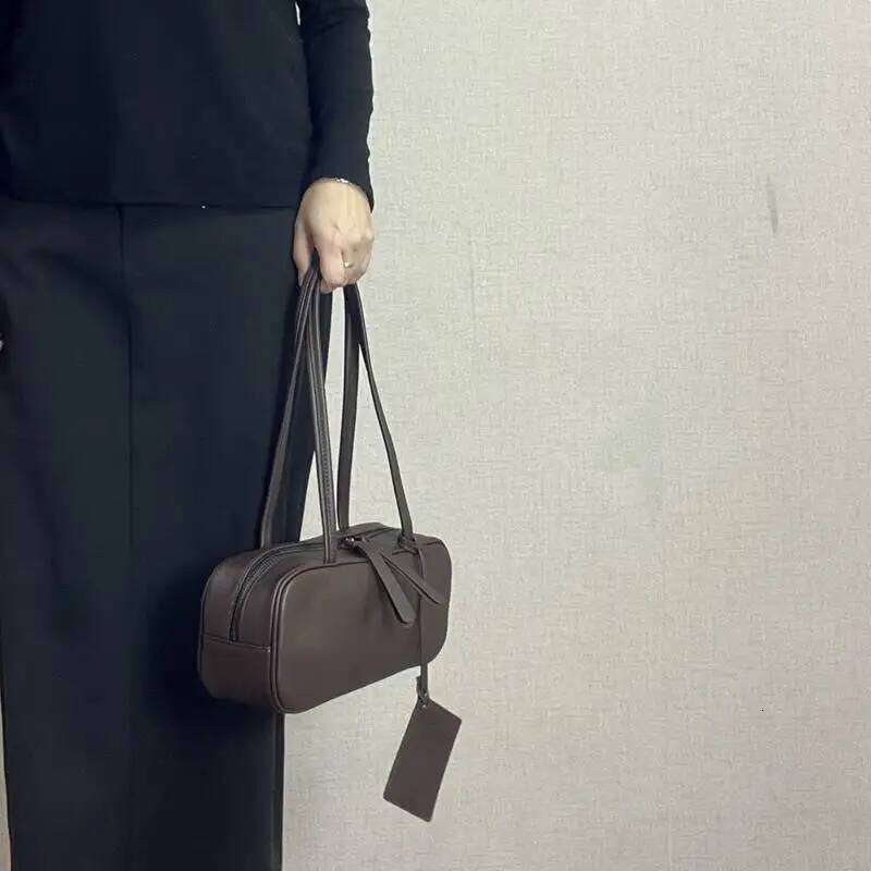 Women's Rectangular Luxurious Design Genuine Leather Pillow Bag Double Shoulder Strap Underarm Wallet Handbag