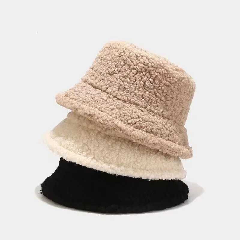 Unisex Harajuku Bucket Hat Solid Men Fishing Fisherman Hat Autumn Winter Lamb Wool Outdoor Warm Panama Cap For WomenW251027
