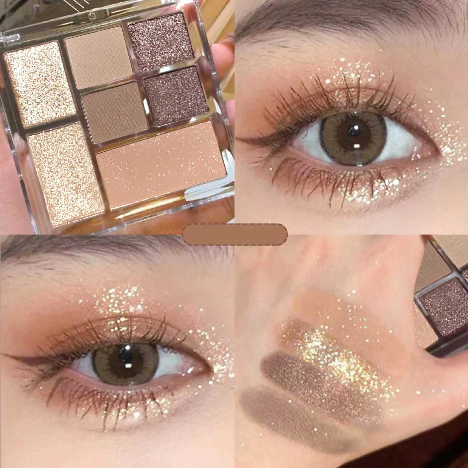 Sevencolor eyeshadow palette in earth tones with shimmer glitter matte and pearl finishes waterproof and playfulXJ251027