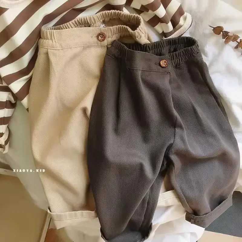 Childrens Korean Casual Pants for Babies Spring 2022 New Boys and Girls Solid Color Loose Fitting Harlan Pants Long PantsT251027