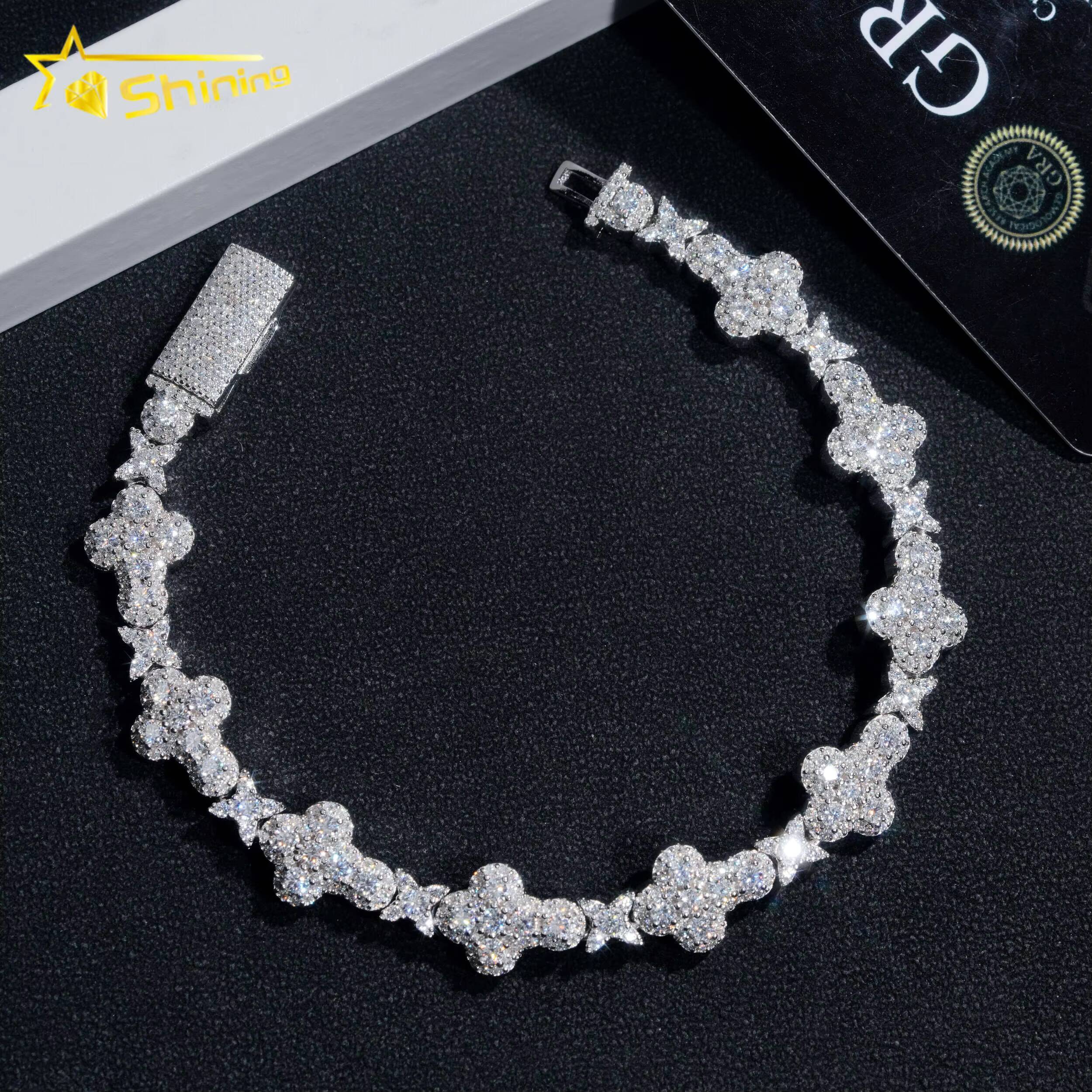 New Arrivals Cross Iced Out Bracelet 925 Sterling Silver Chain Pass Diamond Tester GRA Certified VVS Moissanite Tennis Necklace