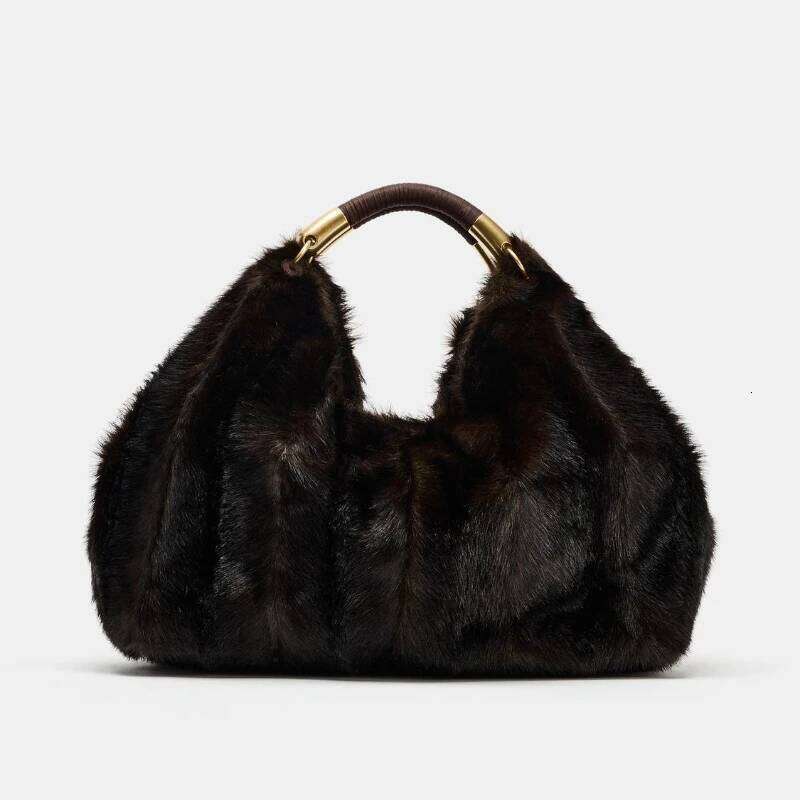 MAXI FAUX FUR Bag, Fuzzy Fur Fluffy Large Handbag, Women's Fashionable Tote Bag, Elegant Ladies Designer Shoulder Bags