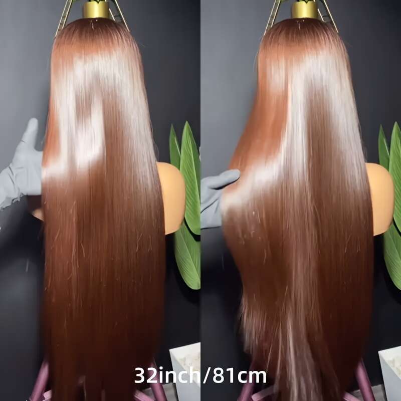 Halloween Chocolate Brown Hair Wig 13X4 HD Lace Front, Pre-Plucked Natural Hairline Women, Long Human Hairy Straight Style, Perfect For Everyday Glamo