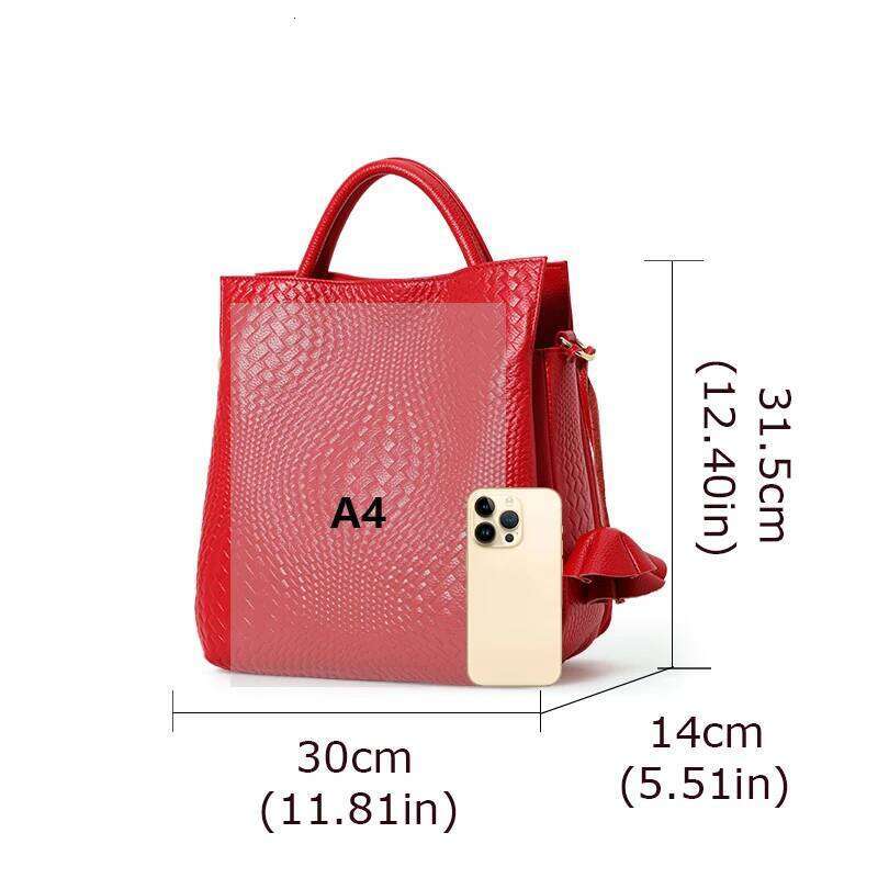 Aidrani Genuine Leather Fashion Women's Handbag Large Capacity Weaving Patterns 100% Soft Cowhide Bag