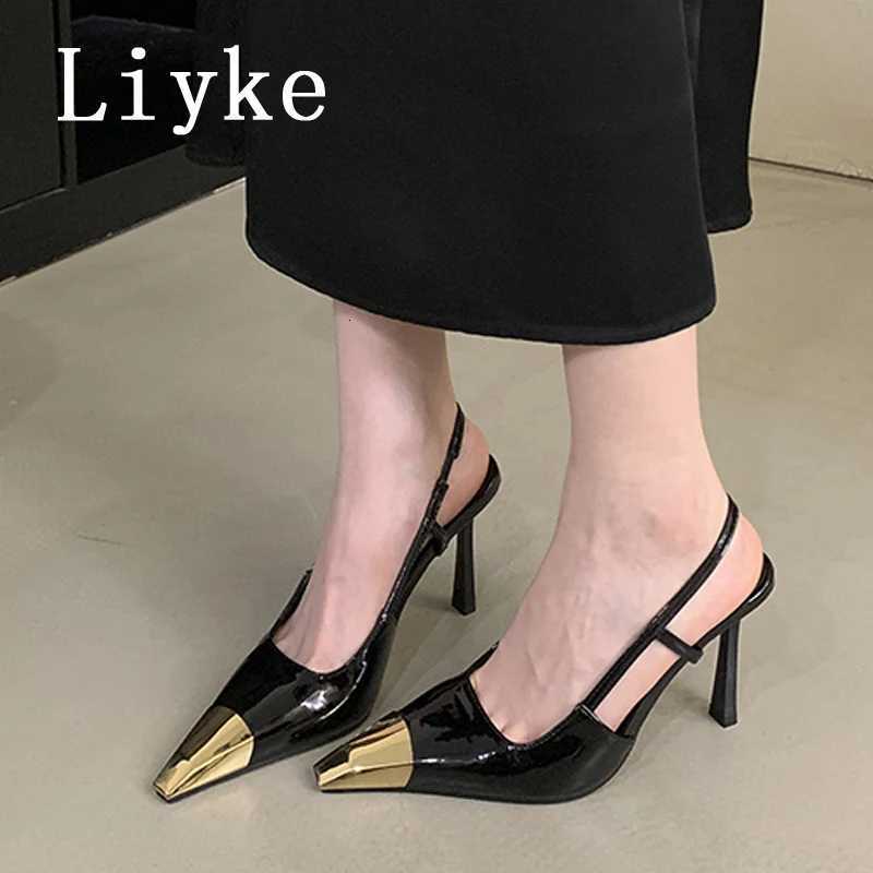 Liyke Sexy Slingback Sandal Female Design Metal Pointed Toe Stiletto High Heels Party Prom Shoes Women Pumps Zapatos MujerXJ251027