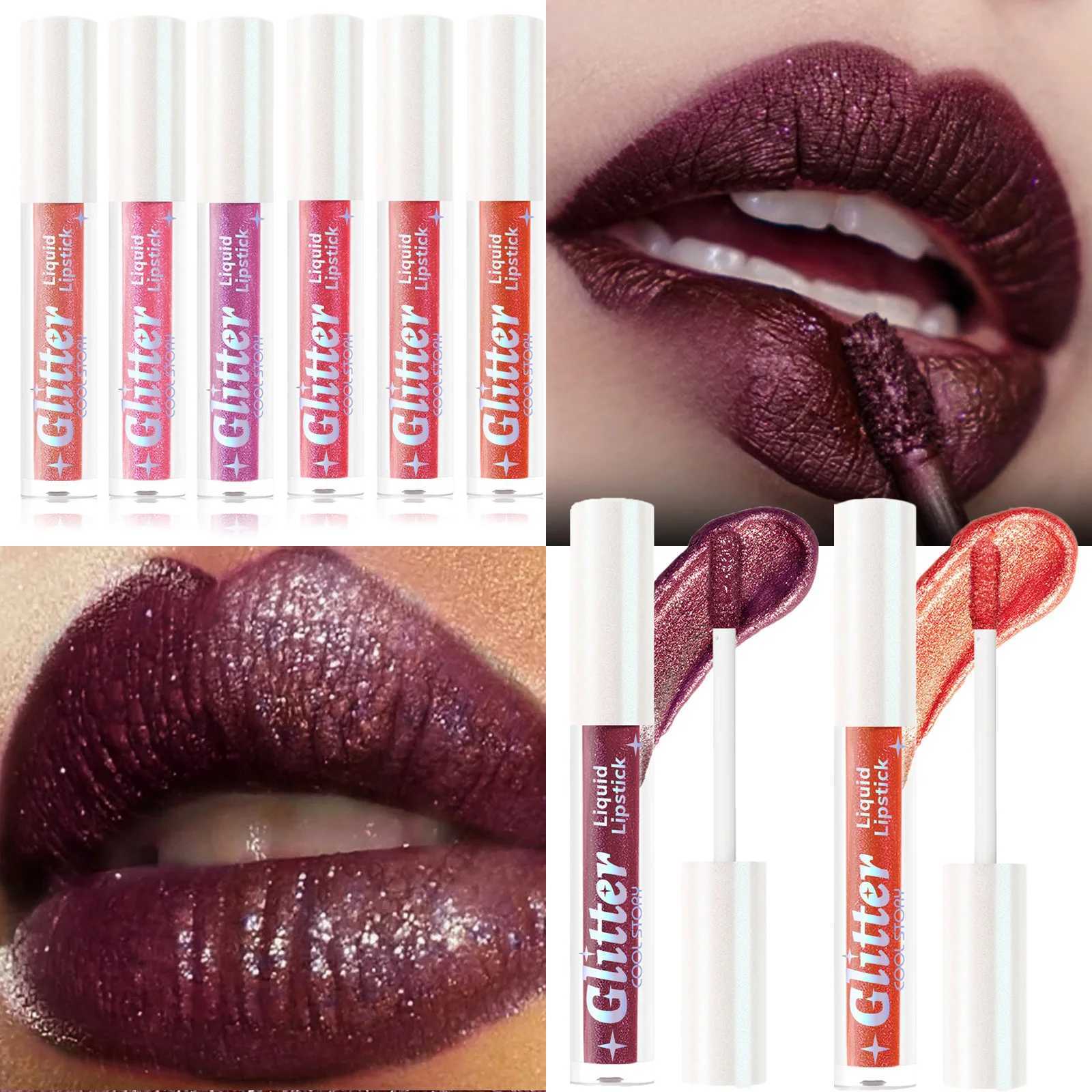 PC Sexy Color Glitter Lipstick Flash Lasting Easy Color Diamond Lip Tint Shiny Metallic Lip Makeup Gifts for Women Cosmetics W251027