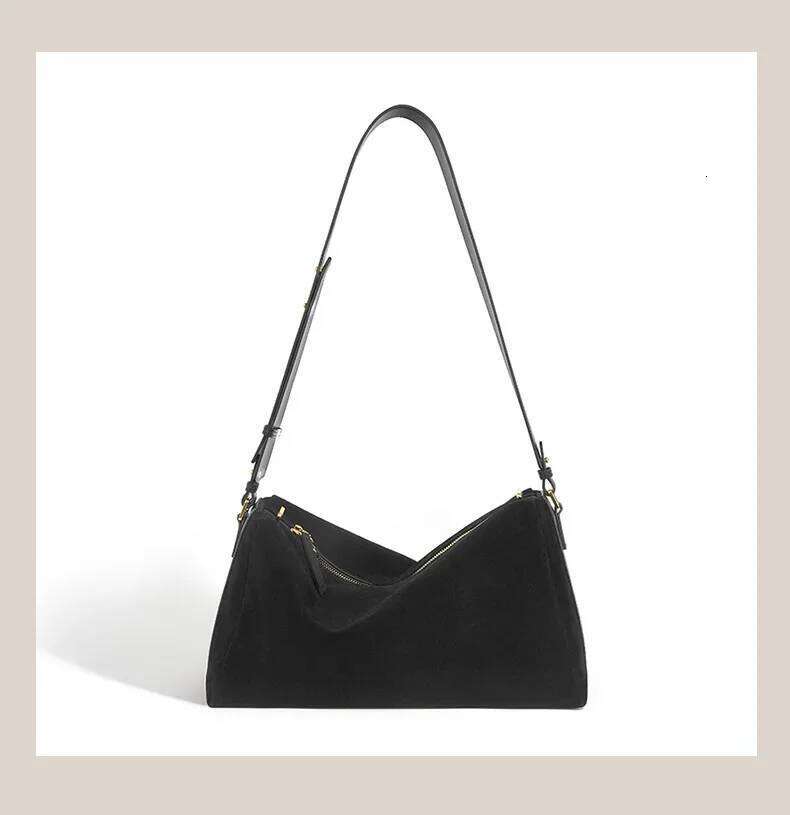 Designer Luxury New Winter Matte Suede Cow Leather Women Shoulder Messenger Bags Caramel High Quality Large Travel Tote Ladies Handbag