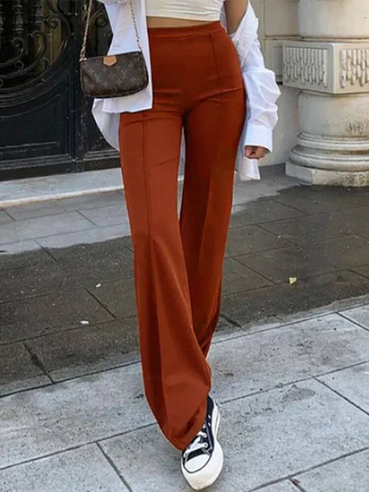 winter jacket women 5 Colors Stylish Flare Women Solid Long Drop Trousers Office Casual Female Slim Straight Bell Bottom Pants
