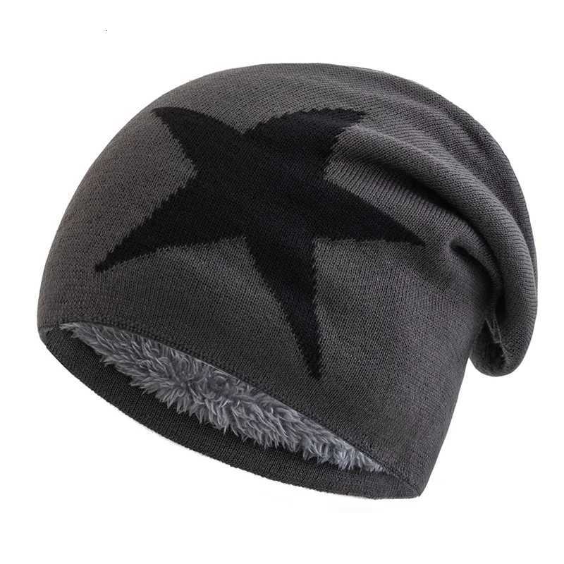 New Unisex Slouchy Winter Hats Five Star Pattern Warm Hats For Men Women Plush Fur Lined Fashion Ski Beanie CapW251027
